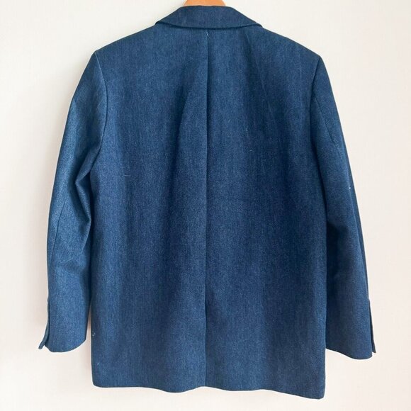 Zara Blue Denim Boxy Oversized Menswear Style Blazer S - Picture 4 of 7